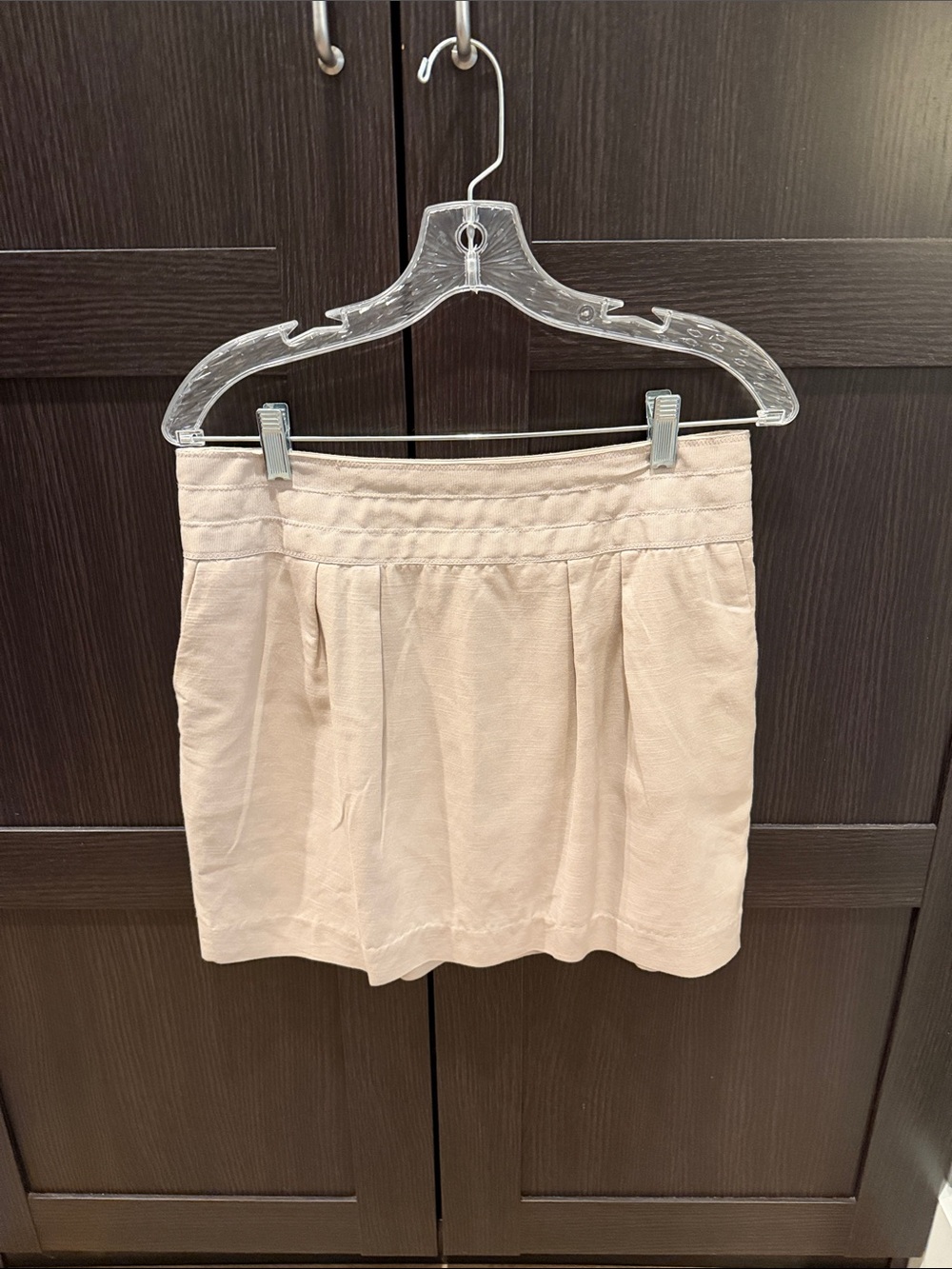 Banana Republic Pleated Mini Skirt in Light Beige